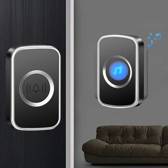 Qiopertar Wireless Doorbell, No Batteries Needed Large Volume Pager, Long Range Remote Doorbell for Home, 60 Ringtones 5 Volume Levels IP44 Waterproof for Indoor Outdoor Use