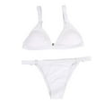 thumbnail image 1 of Qiopertar Women Bandeau Bandage Bikini Set Push-Up Brazilian Swimwear Beachwear Swimsuit Casual Solid Color Triangle Bikini Top Bottom, White XL, 1 of 5