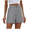 thumbnail image 1 of Qiopertar Women Summer Casual Elastic Waist Shorts with Pockets Striped Print Drawstring Lounge Pants Comfy Beach Vacation Sleepwear, Black XXL, 1 of 6
