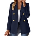 thumbnail image 1 of Qiopertar Women's Blazer Jacket with Pockets Casual Short Sleeve Button Down Collared Coat Fitted Office Work Suit Coat Blouse, Navy S, 1 of 5
