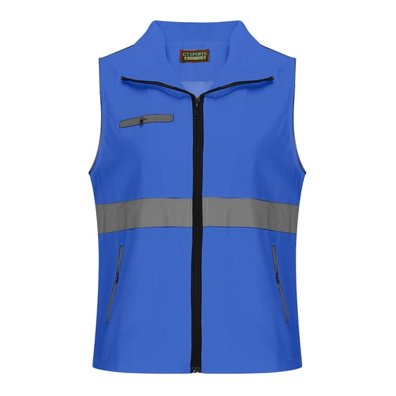 Qiopertar Women's Breathable Mesh Fishing Vest Jacket Casual Outdoor Hiking Travel Waistcoat with Pockets Lightweight Comfy Layering Top, Blue 3XL
