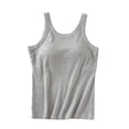 thumbnail image 1 of Qiopertar Women's Camisole Tops with Built-in Bra Solid Color V-Neck Sleeveless Casual Comfy Summer Spring Beach Vacation Pullover Tank Tops, Gray M, 1 of 7