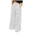 thumbnail image 1 of Qiopertar Women's Casual Loose Baggy Pants with Pockets Polka Dot Print Joggers High Waisted Elastic Waist Sweatpants Comfy Lounge Pants, White XXL, 1 of 7