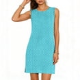 thumbnail image 1 of Qiopertar Women's Casual Polka Dot Sleeveless Dress Round Neck Side Slit Pullover Summer Beach Vacation Boho Flowy A-Line Dress, Light Blue XL, 1 of 6