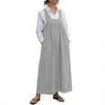 thumbnail image 1 of Qiopertar Women's Casual Solid Color Sleeveless Strap Dress Round Neck Jumper Dress Spring Summer Beach Vacation Comfy Relaxed Fashion, Gray XL, 1 of 7