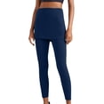 thumbnail image 1 of Qiopertar Women's Fake Two-Piece Leggings Skirt Sports Plus Size Pants Casual Comfy Stretchy Elastic Waistband Long Leggings, Navy M, 1 of 7