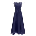 thumbnail image 1 of Qiopertar Women's Formal Evening Dress Elegant Lace V-Neck Long Sleeveless Maxi Dress with Slit Cocktail Party Wedding Guest Gown, Dark Blue S, 1 of 6