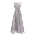 thumbnail image 1 of Qiopertar Women's Formal Evening Dress Elegant Lace V-Neck Long Sleeveless Maxi Dress with Slit Cocktail Party Wedding Guest Gown, Gray M, 1 of 6