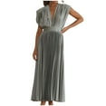 thumbnail image 1 of Qiopertar Women's Loose Sleeveless V-Neck Zipper Dress Backless Casual Party Beach Vacation Fashion Dress, Gray XL, 1 of 7