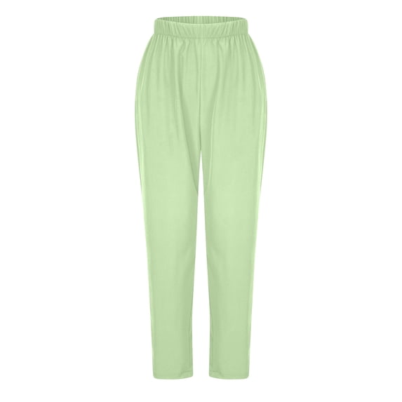 Qiopertar Women's Nurse Uniform Pants Professional Scrubs Clinic Workwear with Pockets Elastic Waist Casual Comfortable Long Trousers, Mint Green L