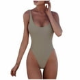 thumbnail image 1 of Qiopertar Women's One Piece Swimsuit Plain Color Bikini Bandage Swimwear Green Summer Beach Pool Vacation Casual Comfy, 1 of 5