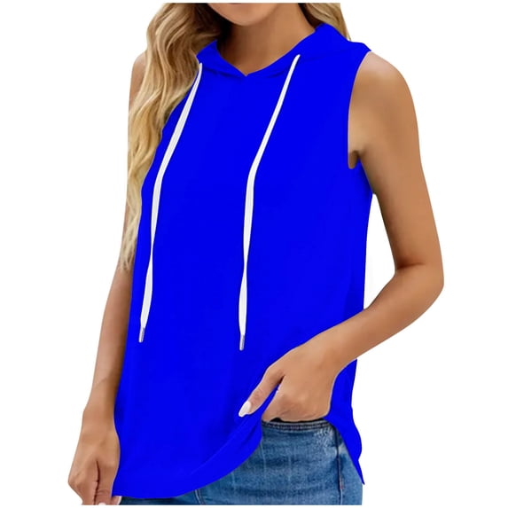 Qiopertar Women's Oversized Hoodie Round Neck Loose Fit Casual Short Sleeve Pullover Sweatshirt Plus Size Comfy Lounge Wear, Blue M