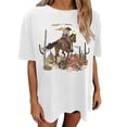 thumbnail image 1 of Qiopertar Women's Oversized T-Shirt Vintage Cow Skull Graphic Tees Casual Round Neck Short Sleeve Shirts Spring Summer Fall Relaxed Streetwear, White L, 1 of 7