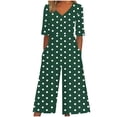 thumbnail image 1 of Qiopertar Women's Summer Floral Print Jumpsuit Casual Short Sleeve V-Neck Back Zipper Side Pocket Romper Pants, Green S, 1 of 5