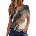 thumbnail image 1 of Qiopertar Women's T-Shirts Lightweight Soft Round Neck Short Sleeve Geometric Print Casual Loose Summer Tops, White XXL, 1 of 5
