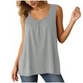thumbnail image 1 of Qiopertar Women's Tank Tops Flowy Round Neck Sleeveless Solid Casual Loose Summer Tops Gray XL, 1 of 7