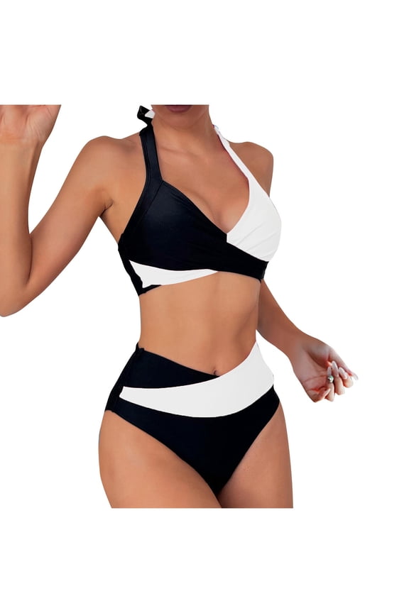 Women's Triangle High Waist Bikini Swimsuit Monokini Bathing Suit High Cut Coverage Beach Vacation Pool Party, White M