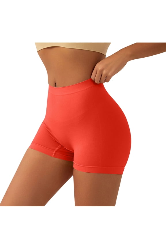 Women's Yoga Shorts Running Sports Outer Wear 3 Inch Inseam Fitness Workout Capri Pants with Pockets Stretchy Casual Comfy Activewear, Orange XL