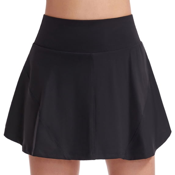 Qiopertar Women's Yoga Skort High Waist Pleated Workout Shorts Quick Dry Fitness Skirt with Pockets Sporty Casual Comfy Athletic Tennis Golf Running, Black S