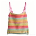 thumbnail image 1 of Qiopertar Womens Crop Tops Spaghetti Strap Striped Ribbed Knitted Cute Fashion Casual Summer Sleeveless Square Neck Tight Tank Top, M, 1 of 7