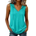 thumbnail image 1 of Qiopertar Womens Tank Tops Hooded V Neck Sleeveless Casual Loose Flowy Lightweight Soft Summer Tops, Green 4XL, 1 of 7