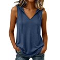 thumbnail image 1 of Qiopertar Womens Tank Tops Hooded V Neck Sleeveless Casual Loose Flowy Lightweight Soft Summer Tops, Navy L, 1 of 7
