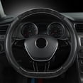 thumbnail image 1 of Qiopertar Wood Grain Breathable Steering Wheel Cover, Silicone Leather Grip Handle Cover for Cars Trucks SUVs, Non-Slip All Season Universal Fit Steering Wheel Protector 36-40cm, Black, 1 of 6