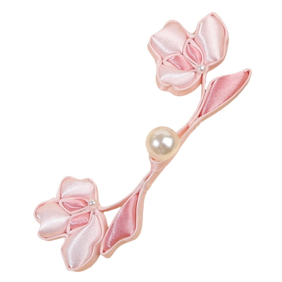 Qipao Frog Button with Flower Bead Detail, Glossy Fabric Decorative Closure for Cheongsam Sewing Projects and Craft Use