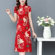 Qipao Spring Short Sleeve Weaved Brocade Girl Chinese Style Slim Long Dress