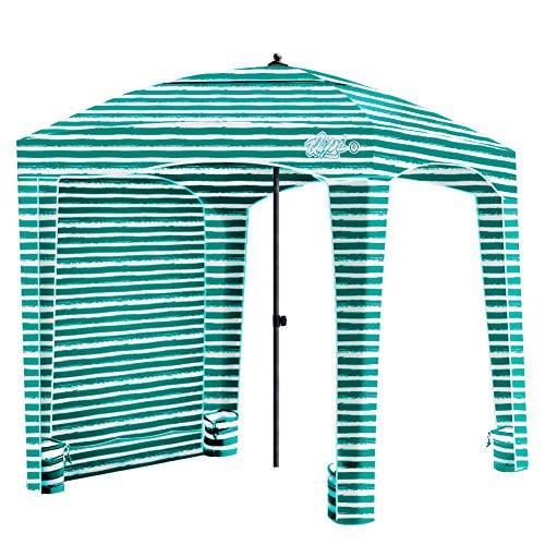 Qipi Beach Cabana - Easy to Set up Canopy, Waterproof, Portable 6' x 6' Beach Shelter, Included Side Wall, Shade with UPF 50+ UV Protection, Ultimate Sun Umbrella