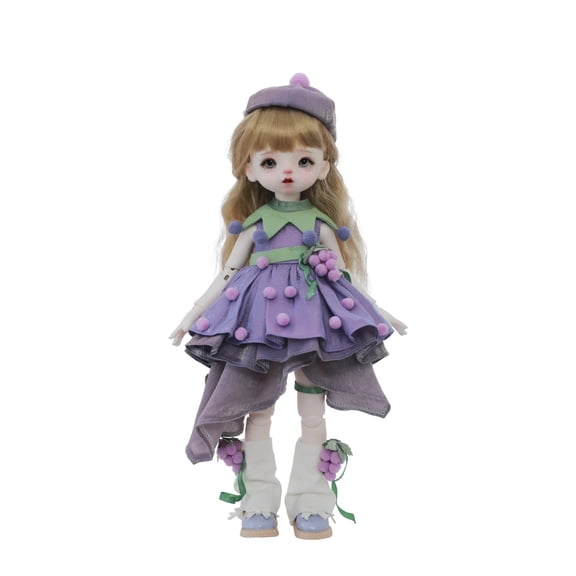 Qiqi A 1/6 BJD Doll - Baby Face Purple Princess Grape Sweet Lolita Style Korean Anime Ball-Jointed Doll Full Set