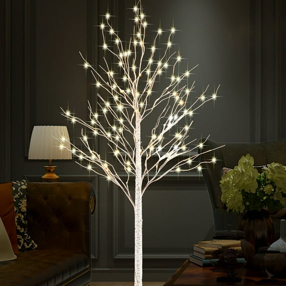 Somnr 6 feet Pre-Lit Artificial Birch Tree with 440 LEDs,for Home,Festival, Party and Christmas Decoration, Indoor and Outdoor Use,Warm White