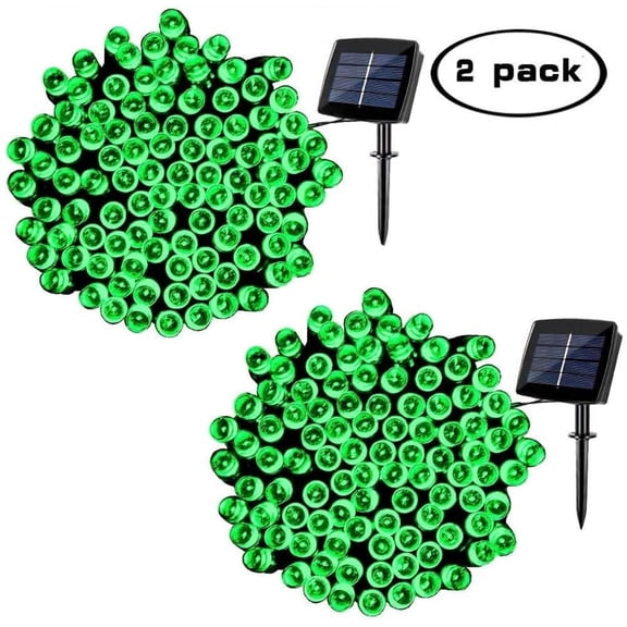 Qishi Outdoor Christmas Solar String Lights 72ft 200 LED Fairy Decoration String Lights for Garden Patio Party Wedding and ect.(Green)-2 Pack