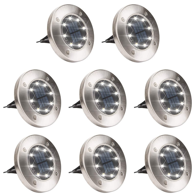 Qishi Solar Ground Lights, 8-Pack Cool White LED Pathway Lights photo 1