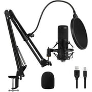 Somnr USB Gaming Microphone Streaming Podcast PC Microphone Condenser Mic Kit with Flexible Arm for Skype Youtuber Gaming Recording Singing PS4 Computer Studio Laptop