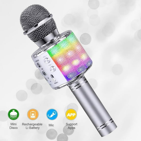 Qishi Voice Disguiser Karaoke Machine for Kids, Silver