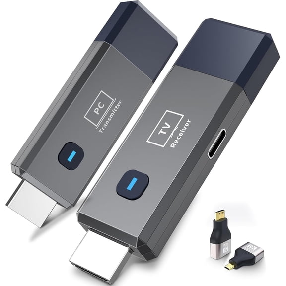Qisoable Wireless HDMI Transmitter and Receiver 328ft/100m Extender 4K Decode Input 1080P Output Plug&Play Low-Latency Dual-Band 2.4G/5.8G for Video and Audio to Monitor from PC/Projector/TV Box