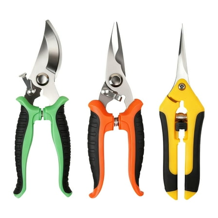 Qissep 3 Pack Garden Pruning Shears, Stainless Steel Pruning Shears for Gardening, Garden Hand Tools Set,Multicolor