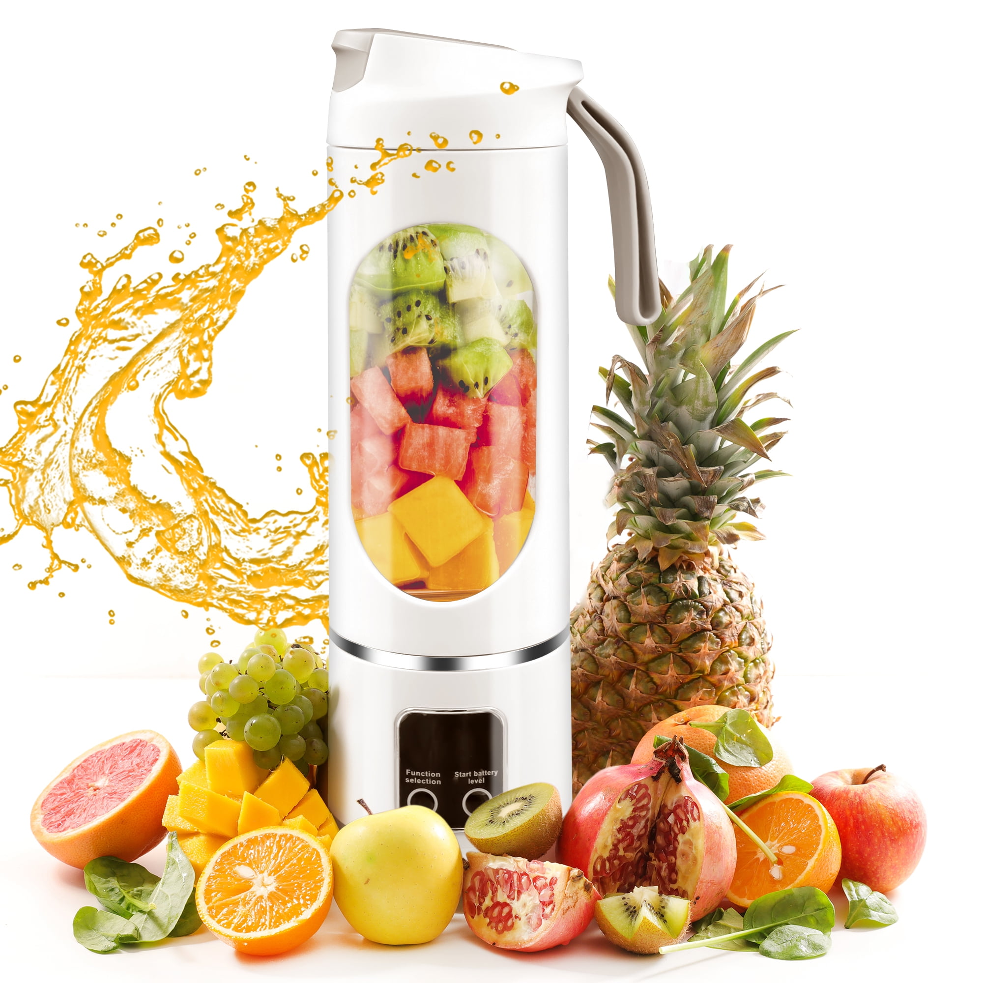 Qissep 450 ml Portable Blender,Household Fruit Mixer for Shakes and Smoothies,USB-C Rechargeable Personal Size Blenders,for Kitchen Baby Food Travel and Office,White
