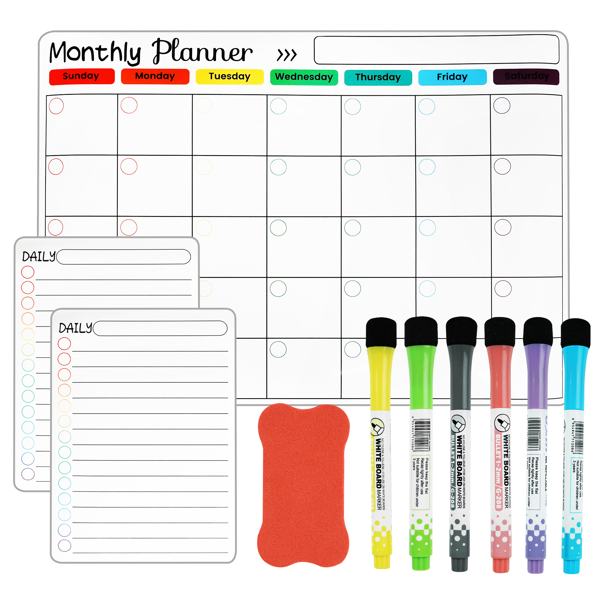 Jumbo 36x48 Dry Erase Calendar Undated, Washable, Laminated Wall