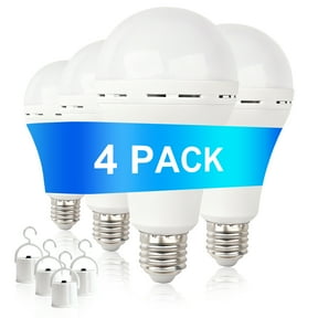 Rechargeable Light Bulbs, 4 Pack Battery Operated Backup Light Bulb,85% Energy Saving 3000K Battery Powered LED Light Bulb Daylight E27 240 Volt 12W 1200mAh,for Power Outage Camping Outdoor Activity