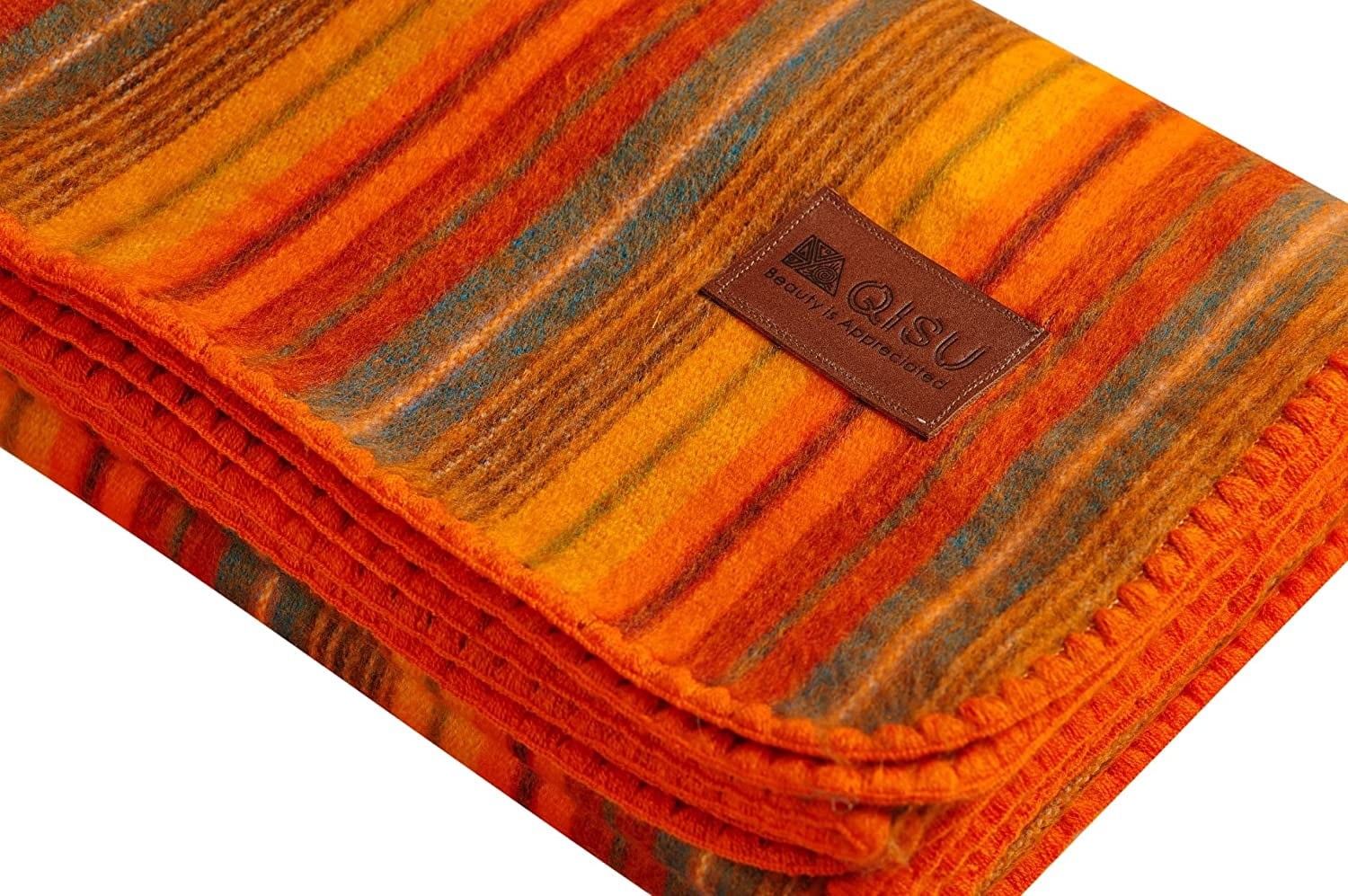 Qisu Alpaca Wool Blanket Throw Large, Beautiful, Warm, Variegated 85 x 65 inches Ultra