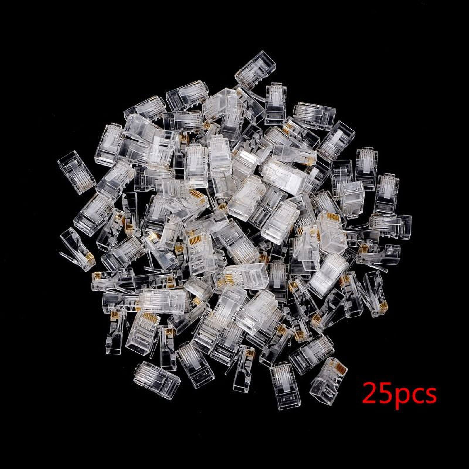 Qisuw 100/25PCS Crystal for Head RJ45 CAT5 Network Cable Modular Plug ...