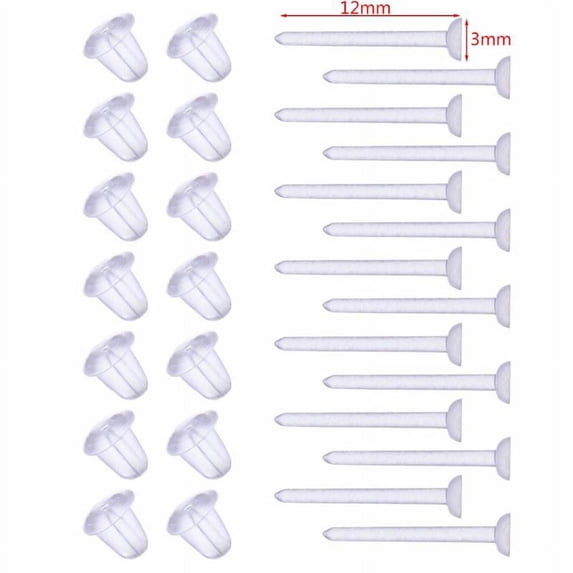 Qisuw 100Pcs Invisible Plastic Earrings Blank Pins Stud Tiny Head Earring Posts and Back Jewelry Findings DIY Supplies