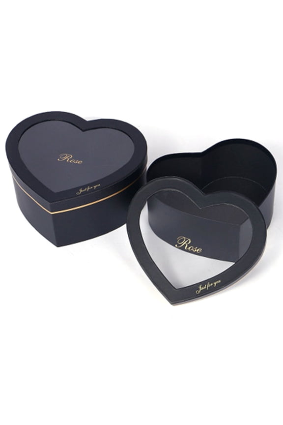2pcs Heart Shaped Flower Box Floral Gift Boxes with Transparent Window Lids Luxury Style Flower Arrangements Valentines Day Jewelry Box