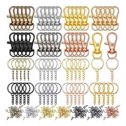 Qisuw 350Pieces/set for Key Chain Rings Kit Screw Eye Pins Jump Ring Split for Key Chain Ring Parts for Crafts and Jewelry Mak
