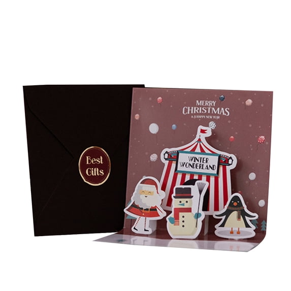Qisuw 3D Christmas Cards for Pop Up Colorful Greeting Card with Envelopes Sticker Tree Snowman Santa Invitation Gifts for New