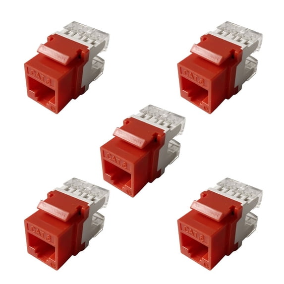 Qisuw 5Pcs CAT6 Network Module Information Socket RJ45 8P8C Connector Adapter Keystone Jack Standard