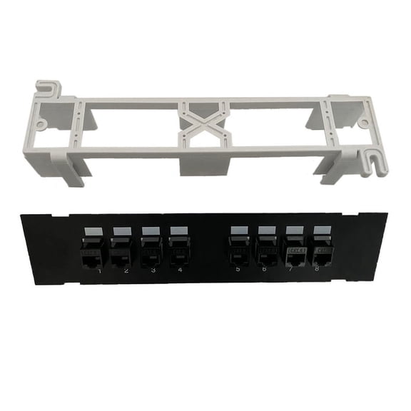 Qisuw 8-Port Cat6 Network Patch Panel with Wall Mount Bracket RJ45 Keystone Networking