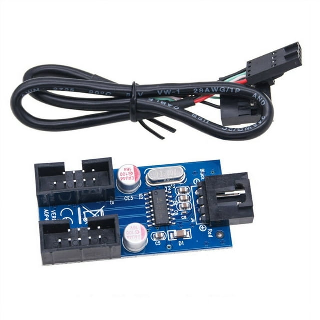 Qisuw 9pin usb 2 0 header splitter 1 to 2 male e tension cable card for